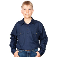 Just Country Boys Lachlan Half Button Work Shirt (30303) Navy
