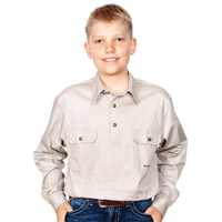 Just Country Boys Lachlan Half Button Work Shirt (30303) Stone