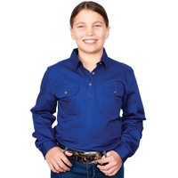 Just Country Girls Kenzie Half Button Work Shirt (60606) Cobalt