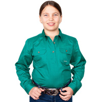 Just Country Girls Kenzie Half Button Work Shirt (60606) Dark Green