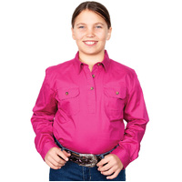 Just Country Girls Kenzie Half Button Work Shirt (60606) Magenta