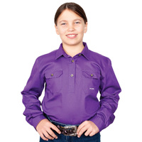 Just Country Girls Kenzie Half Button Work Shirt (60606) Purple