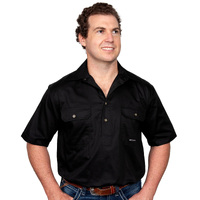 Just Country Mens Adam S/S Half Button Work Shirt (10104) Black