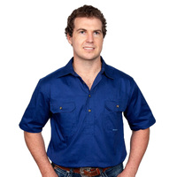 Just Country Mens Adam S/S Half Button Work Shirt (10104) Cobalt
