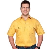 Just Country Mens Adam S/S Half Button Work Shirt (10104) Mustard