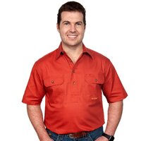 Just Country Mens Adam S/S Half Button Work Shirt (10104) Rust