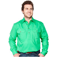 Just Country Mens Cameron Half Button Work Shirt (10101) Ivy Green