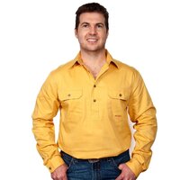 Just Country Mens Cameron Half Button Work Shirt (10101) Mustard