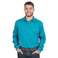 Just Country Mens Cameron Half Button Work Shirt (10101) Sapphire