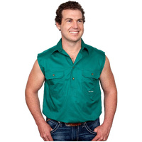 Just Country Mens Jack Sleeveless Half Button Work Shirt (10103) Dark Green
