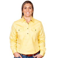 Just Country Womens Jahna Half Button Work Shirt (50505) Butter