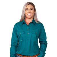 Just Country Womens Jahna Half Button Work Shirt (50505) Forest Green