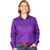 Just Country Womens Jahna Half Button Work Shirt (50505) Purple
