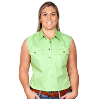Just Country Womens Kerry Sleeveless Half Button Work Shirt (50503) Lime Green