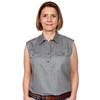 Just Country Womens Kerry Sleeveless Half Button Work Shirt (50503) Steel Grey