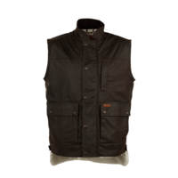 Outback Trading Mens Flemington Wool Lined Oilskin Vest (6131) Brown