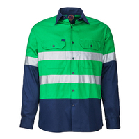 Ritemate Adults Hi Vis Open Front Shirt with Tape (RM1050R) Emerald/Navy
