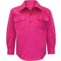 Thomas Cook Childrens Heavy Drill 1/2 Button L/S Shirt (TCP7100163) Hot Pink