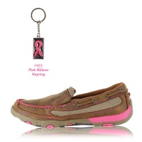 Twisted X Womens Pink Ribbon Slip-on Moccasin Shoe (TCWDMS003)