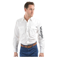 Wrangler Mens Logo Rodeo L/S Drill Shirt (XCP1116020) White