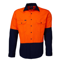 Ritemate Adults Hi Vis Open Front L/S Shirt (RM1050) Orange/Navy