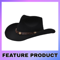 Avenel Hats Mens Dallas Wool Felt Outback Hat (22056) Black [SD]