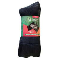 Bamboo Textiles Aussie Extra Thick Black Socks 3-Pack