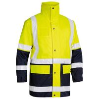 Bisley Unisex Taped Hi Vis 5-In-1 Rain Jacket (BK6975_TT04) Yellow/Navy