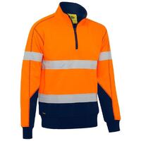 Bisley Unisex Taped Hi Vis 1/4 Zip Fleece Pullover (BK6987T_TT05) Orange/Navy
