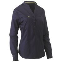 Bisley Womens Stretch V-Neck Closed Front Shirt (BLC6063_BPCT) Navy [GD]