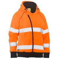 Bisley Womens HI Vis Fleece Zip Front Hoodie (BKL6819T_BF61) Orange