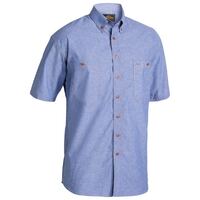 Bisley Mens Chambray S/S Shirt (B71407_BWED) Blue