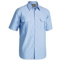 Bisley Mens Oxford S/S Shirt (BS1030_BCRU) Blue