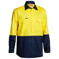 Bisley Mens Hi Vis Lightweight L/S Shirt (BS6895_TT01) Yellow/Navy