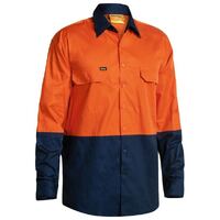 Bisley Mens Hi Vis Lightweight L/S Shirt (BS6895_TT02) Orange/Navy