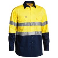 Bisley Mens Hi Vis Taped Lightweight L/S Shirt (BS6896_TT01) Yellow/Navy