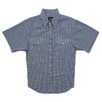 Bisley Mens Western Seersucker S/S Shirt (BS20261_CBYD) Blue Small Check