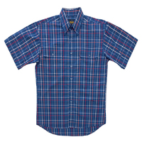 Bisley Mens Western S/S Shirt (BS20270_CMZB) Blue Medium Check