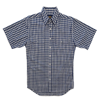 Bisley Mens Western Cotton S/S Shirt (BS20281_CBDE) Navy Medium Check