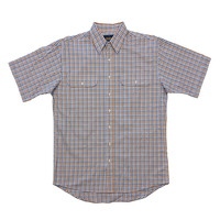 Bisley Mens Western Cotton S/S Shirt (BS20283_CCSU) Orange Small Check