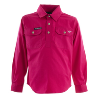 Bullzye Childrens Lightweight Half Button Work Shirt (BCP7101120) Rose
