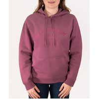 Fare & Dinkum Womens Trademark Vintage Embroidered Hoodie  Berry