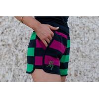 MaryG Womens Fave Short (GS302W) French Navy/ Fuschia Emerald Stripe