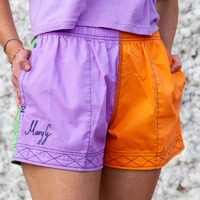 MaryG Womens Old School Harlequin Shorts (AUSOSHLTRA) Lavender/Tangerine/Raspberry/Apple [GD]