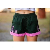 MaryG Womens Old School Panel Shorts (AUSOSPGP) Heritage Green/Neon Pink