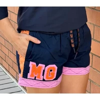 MaryG Womens Old School Panel Shorts (MGOSPNPL) French Navy/Peach/Lily