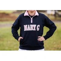 MaryG Womens 1/2 Zip Jumper (MGZCJN) French Navy/Pale Pink