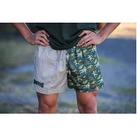 Crowbar Mens Pauly Australian Cotton Harlequin Drill Shorts (AUSPHBTDC) Beige/Chainsaw [GD]
