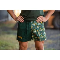 Crowbar Mens Pauly Australian Cotton Harlequin Drill Shorts (AUSPHGTDC) Heritage Green/Chainsaw [GD]