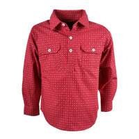 Hard Slog Childrens Casey Half Placket L/S Shirt (H2W7101058) Red